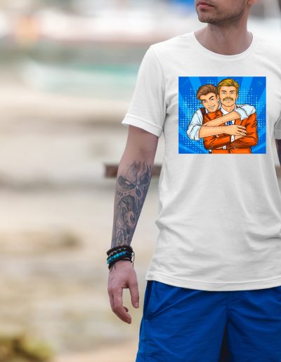 two guy hug T shirt