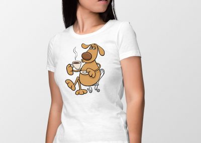 coffee dog white T shirt
