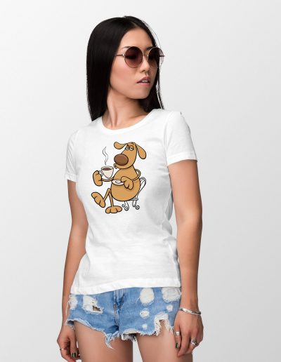 coffee dog white T shirt