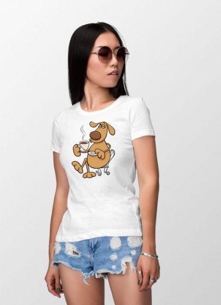 coffee dog white T shirt